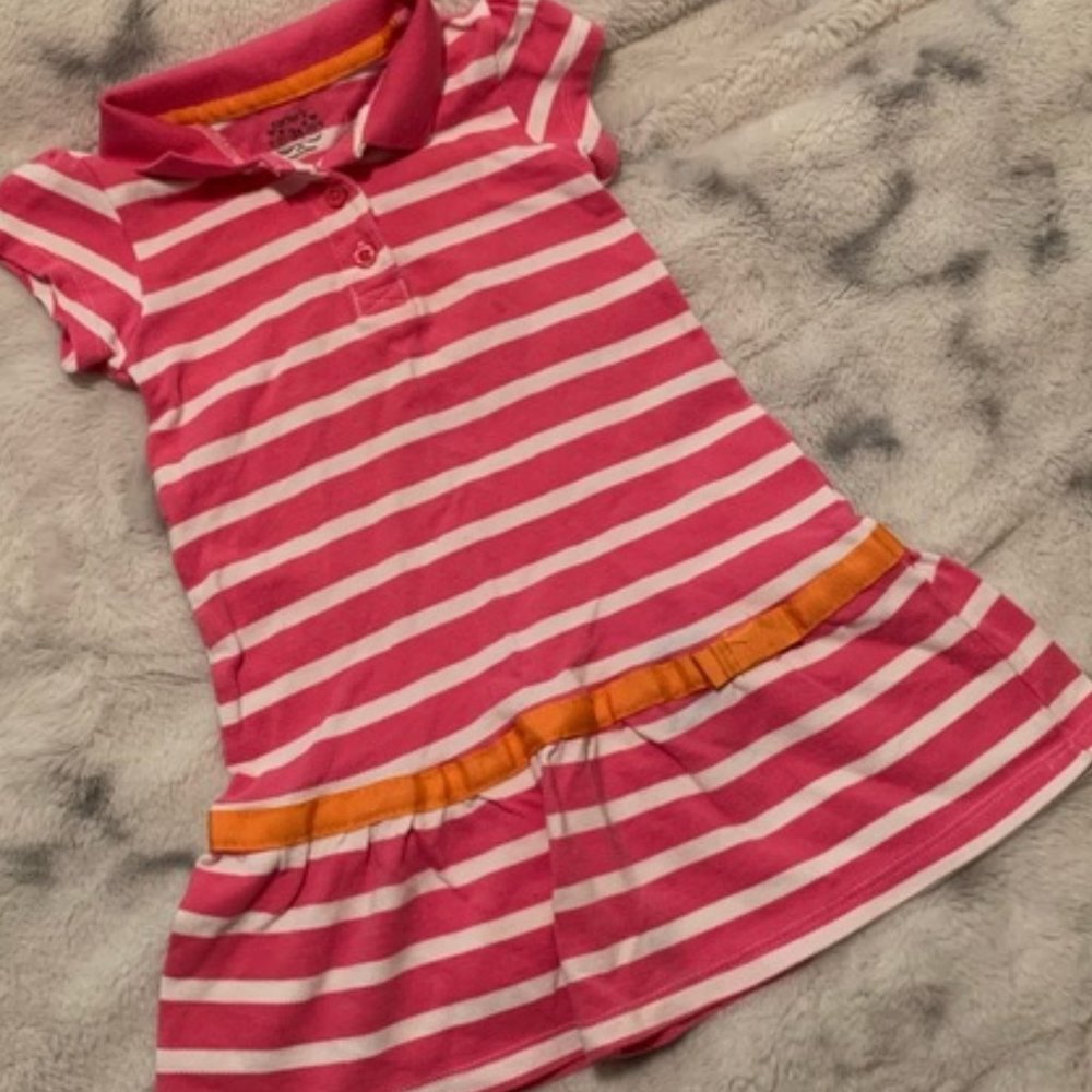 Carter's Pink/white striped short sleeve dress 5T